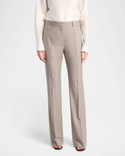 The Row Diane Straight-leg Crepe Pants In Beige Melange