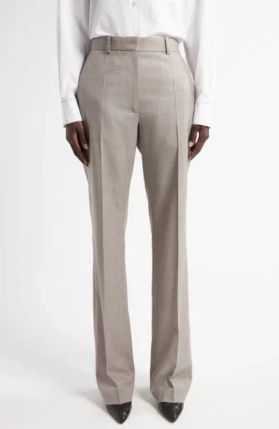 The Row Diane Wool Crepe Straight Leg Pants In Beige Melange