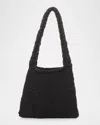 The Row Didion Woven Shoulder Bag In Waxed Cotton In Black