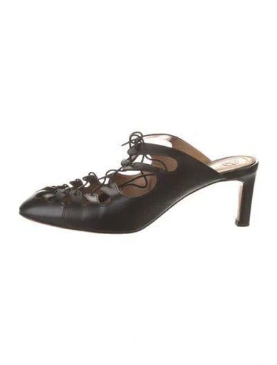 Pre-owned The Row Dixie Leather Mules In Black