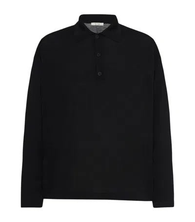 The Row Djon Wool Polo Sweater In Black