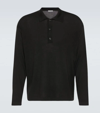The Row Djon Wool Polo Sweater In Blk Black