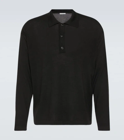 The Row Djon Wool Polo Jumper In Black