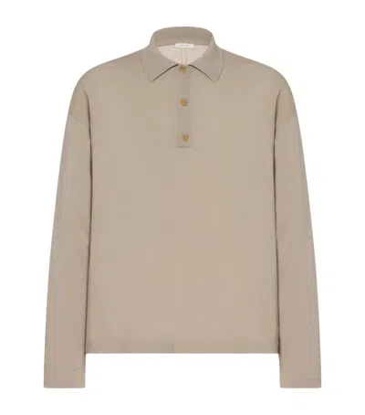 The Row Djon Wool Polo Sweater In Brown