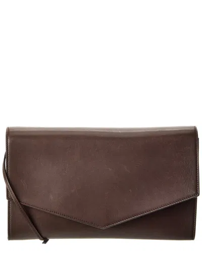 The Row Dnu Inv  Leather Shoulder Bag In Brown