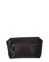 The Row Dnu Inv  Terrasse Zipped Leather Vanity Bag In Black