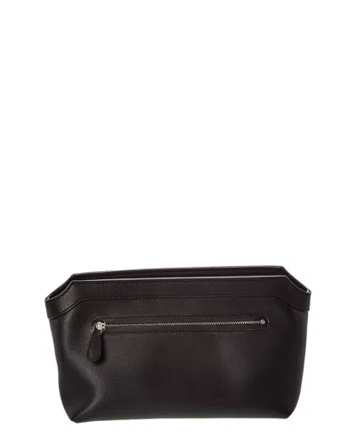 The Row Dnu Inv  Terrasse Zipped Leather Vanity Bag In Black