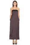 The Row Dolci Strapless Silk-blend Maxi Dress In Brown