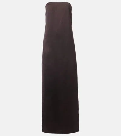 The Row Dolci Silk-blend Gown In Brown