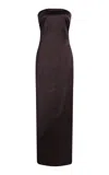 The Row Dolci Strapless Silk-blend Maxi Dress In Brown