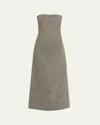 The Row Dolcira Strapless Linen-blend Dress In Gray