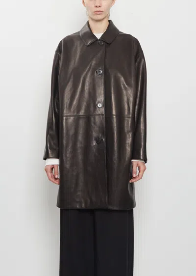 The Row Donata Leather Coat In Black