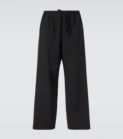 The Row Donatello Mid-rise Wool Wide-leg Pants In Black