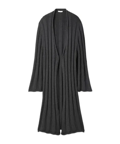 The Row Dorlence Rib Wool Blended Cardigan In Gray