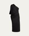 The Row Dorota Asymmetric Draped Dress In Black