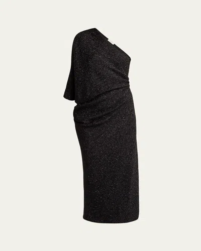 The Row Dorota Asymmetric Draped Dress In Black