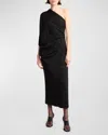 The Row Dorota Asymmetric Draped Dress In Black