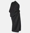 The Row Dorota Draped Lamé Midi Dress In Black