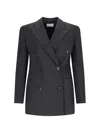 The Row Double-breasted Blazer In Gray