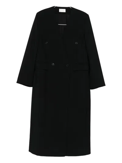 The Row Double-breasted Coat In Black