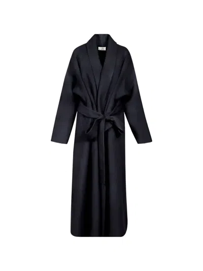 The Row Double-breasted Coat In Black