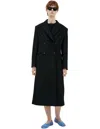 The Row Double-breasted Viscose Coat In Black
