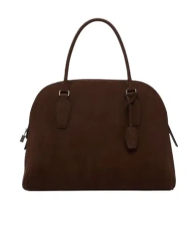 The Row Double Handle Shoulder Bag In Deep Mocha