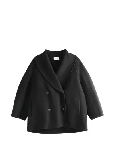 The Row Double-breasted Jacket In Black