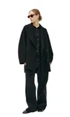 The Row Double-breasted Wool Coat In Black