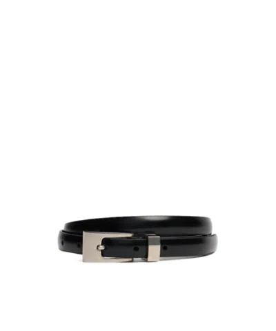 The Row Downtown Bright Leather Belt In Black