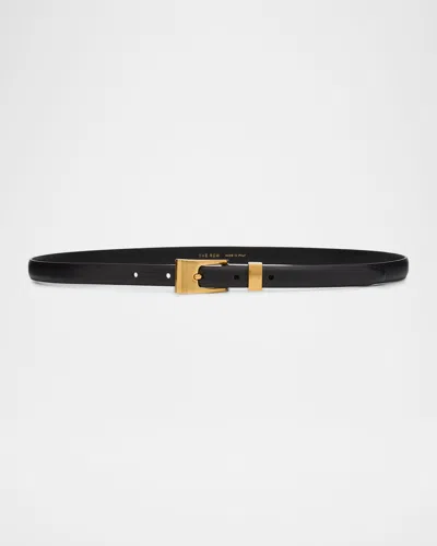 The Row Downtown Leather Skinny Belt In Black