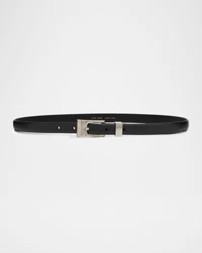 The Row Downtown Leather Skinny Belt In Black
