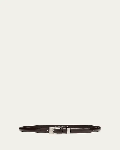 The Row Downtown Slim Leather Belt In Black