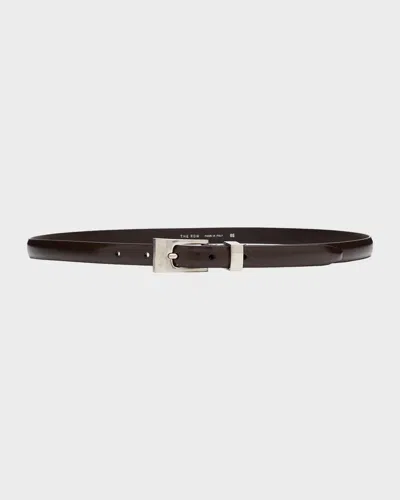 The Row Downtown Slim Leather Belt In Black