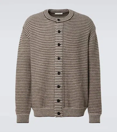 The Row Doyle Striped Alpaca Cardigan In Brown
