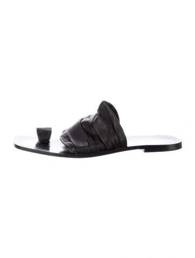 Pre-owned The Row Drape Leather Slides In Black