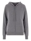 The Row Drawstring-hood Zip-front Cardigan In Gray