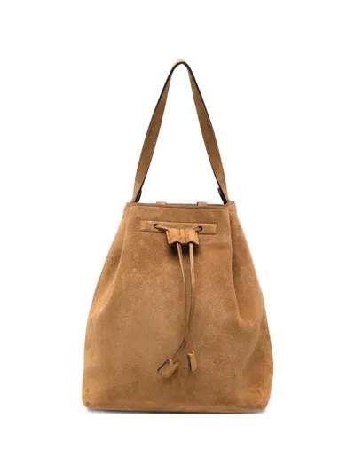 The Row Drawstring-fastening Suede Backpack In Brown
