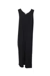 The Row Sleeveless Midi Dress With Viscose-polyester Blend In Black