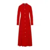 The Row Myra Button-down Silk Crepe Maxi Dress In Red