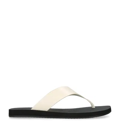 The Row Dune Classic Ginza Leather Flip Flops In White