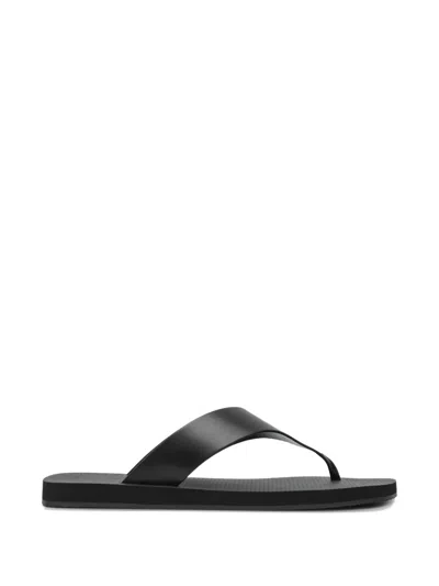 The Row Dune Classic Ginza Leather Flip Flops In Black