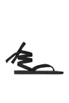 The Row Leather Sandals Bow Detail Flat Sole Open Toe In Black