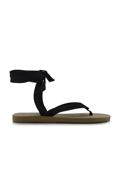 The Row Dune Lace-up Flip Flop Sandal In Taupe