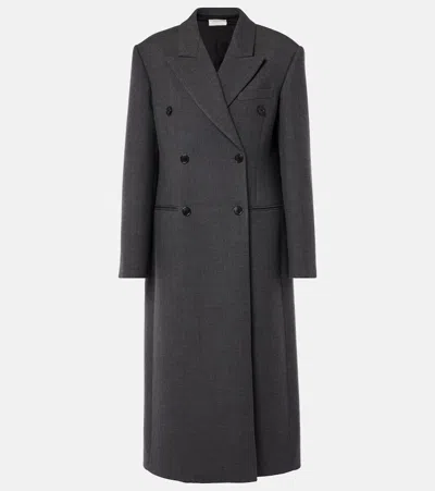 The Row Duras Double-breasted Wool Coat In Black