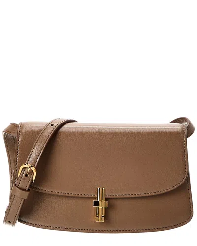 The Row East/west Leather Shoulder Bag In Brown