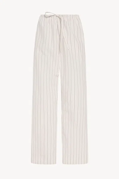 THE ROW THE ROW ECRU STRIPED HYPNOST PANTS