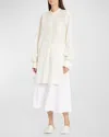 The Row Eden Band-collar Silk Tunic Shirt In Ivory