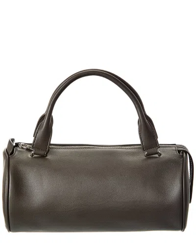 The Row Edith Leather Clutch In Grey