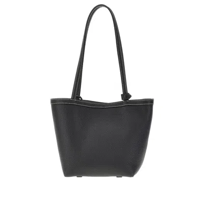 The Row Edium Park Tote Stitch Leather Bag In Black